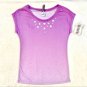 Purple Ombre T Shirt Iridescent stones Medium